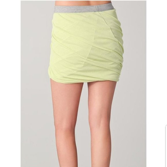 T by Alexander Wang Twist Skirt Neon Yellow XS - Picture 2 of 6